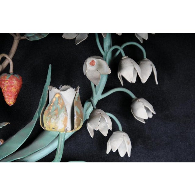 Antique Painted Wrought Iron Wall Candleholders with Lily of the Valley, Set of 2 For Sale - Image 11 of 18