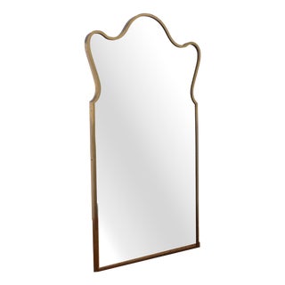 Vintage Mirror with Shaped Brass Frame, 1950 For Sale