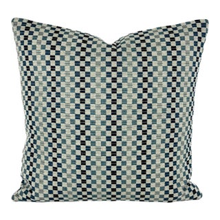 Kravet Couture Vernazza in Indigo Pillow Cover Chenille With Blue and Light Blue Check For Sale