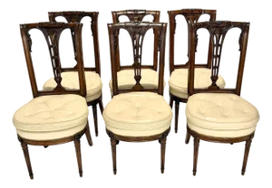 Early 20th Century Set Of Six Regency Style Carved Dining Chairs