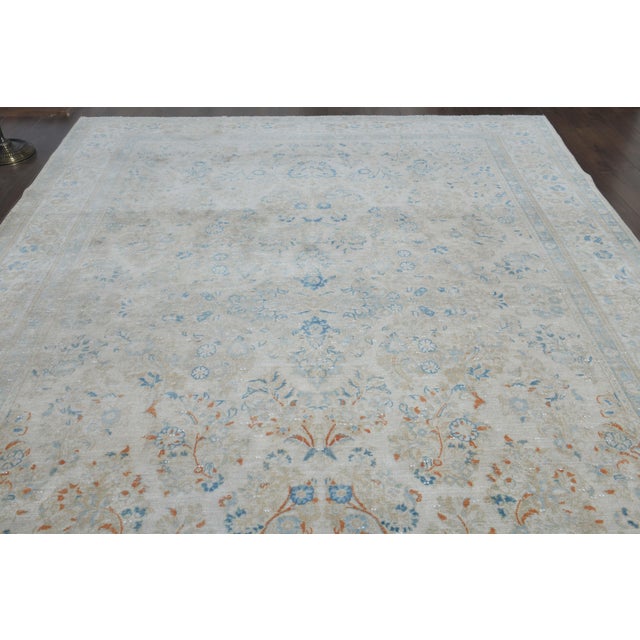 1970s Vintage Persian Handmade Wool Cotton Beige Area Rug For Sale - Image 4 of 11