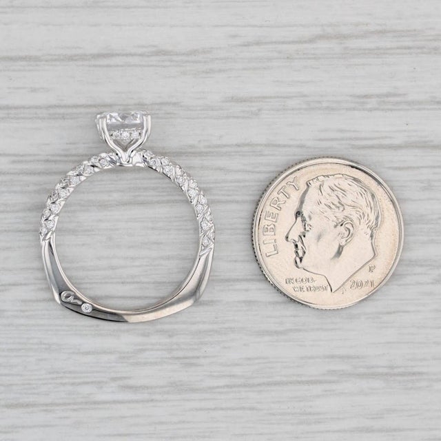 White A Jaffe Round Semi Mount Diamond Engagement Ring 18k White Gold Size 6 For Sale - Image 8 of 8
