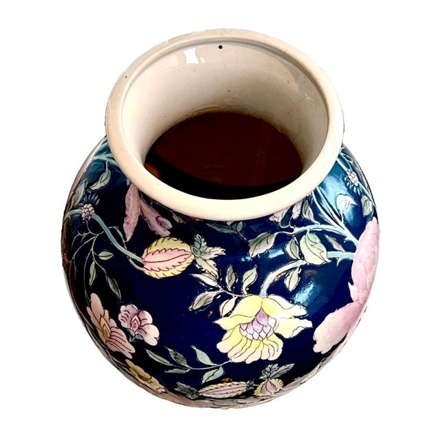 Chinoiserie Vintage Chinoiserie Floral Vase For Sale - Image 3 of 7