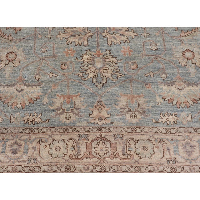 Afghanistan Tabriz Rug With Pale Blue Field and Soft Floral Design For Sale - Image 14 of 18