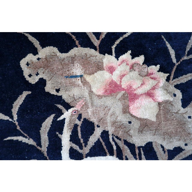 1890s, Antique Chinese Peking Rug, Cranes & Floral, 3 X 5 For Sale - Image 4 of 13