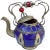 Moroccan Vintage Moroccan Blue Ceramic Kettle With Silver Engravings For Sale - Image 3 of 8