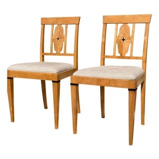 Pair of Antique Austrian Biedermeier Style Side Chairs For Sale