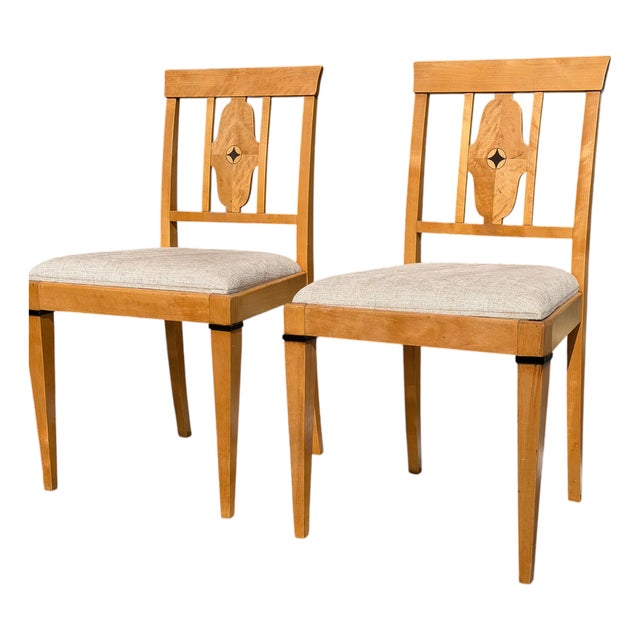 Pair of Antique Austrian Biedermeier Style Side Chairs For Sale