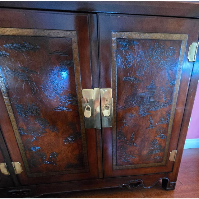 Burgundy Ming Treasures Vintage Credenza For Sale - Image 8 of 15