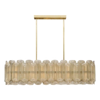 Venetian Glass Chandelier, Murano, Italy, Smoked Glass and Brass For Sale