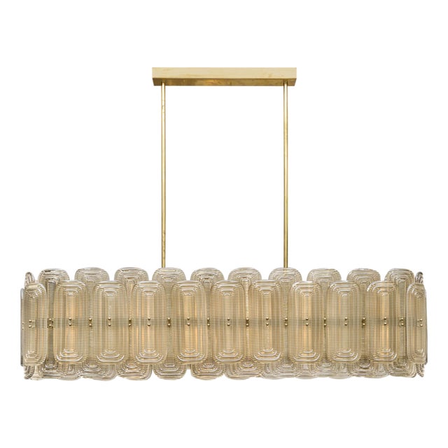 Venetian Glass Chandelier, Murano, Italy, Smoked Glass and Brass For Sale