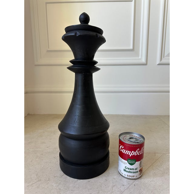 Rustic Vintage Handmade 17” Solid Wood Queen Chess Piece Sculpture For Sale - Image 3 of 16