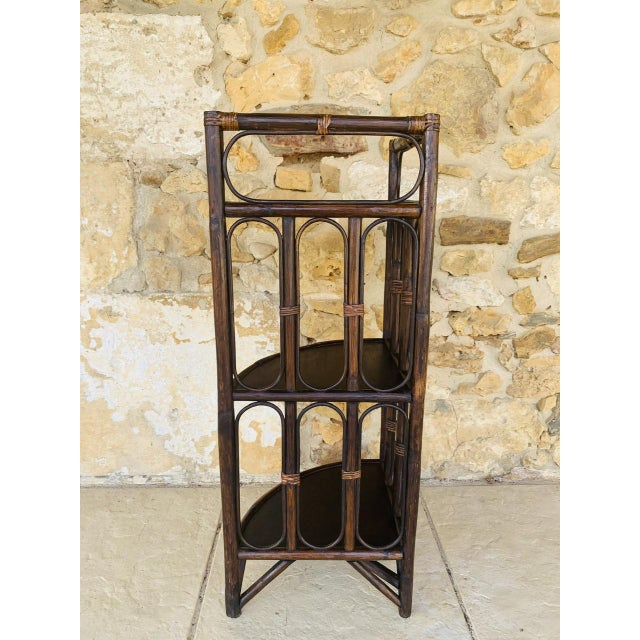 Mid-Century Modern Bamboo and Rattan Three-Tier Corner Shelf, 1960s For Sale - Image 18 of 18