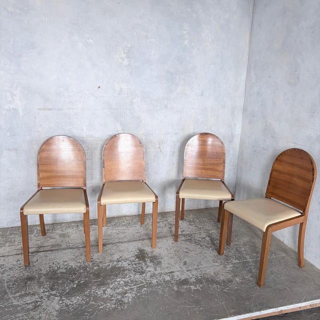 Contemporary Art Deco Burr Walnut Dining Chairs with Cream Upholstered Seats, 1930s, Set of 4 For Sale - Image 3 of 10