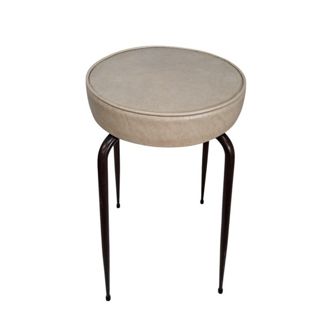 Black Mid-Century Style Bar or Kitchen Stools in Cream Leatherette, 1980s, Set of 2 For Sale - Image 8 of 14