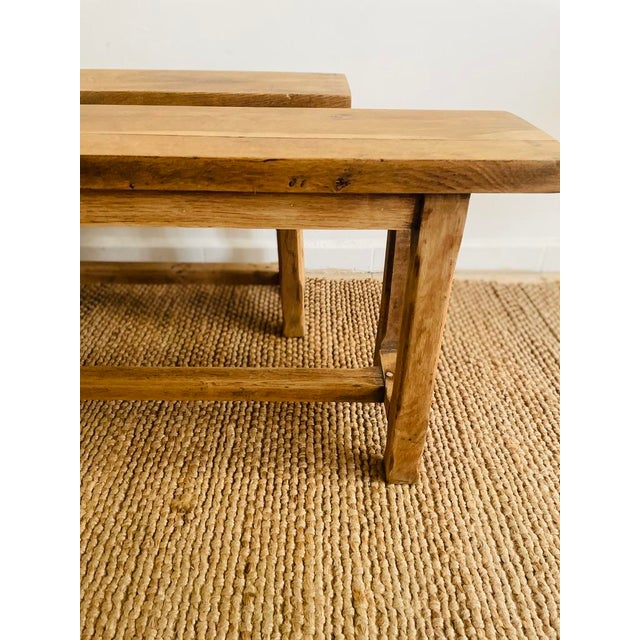 French Dining Table in Oak with Benches, Set of 3 For Sale - Image 17 of 18