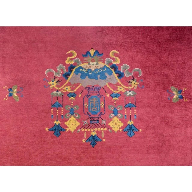 Maroon Chinese Art Deco Rug For Sale - Image 8 of 11