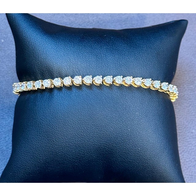 44 Round Diamond 10-12 Pointer Each Tennis Bracelet in 14 K Yellow Gold 5.0 Carat Line Bracelet, Made in Italy Meet the...