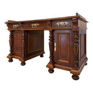 Gründerzeit Column Desk in Walnut For Sale
