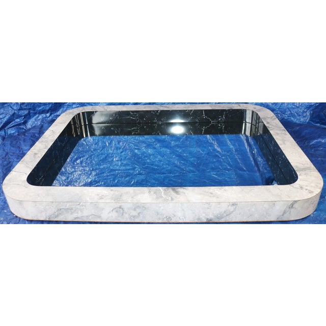 1980s Vintage Alpi Design Postmodern Marble Veneer 42" X 32" Wall Mirror For Sale In Portland, ME - Image 6 of 10