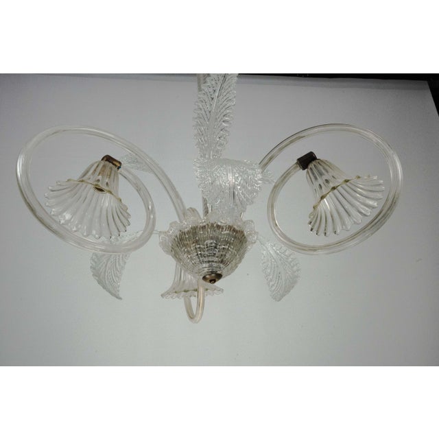 Art Deco Murano Glass Three-Arm Chandelier, Italy, 1940s For Sale - Image 8 of 15