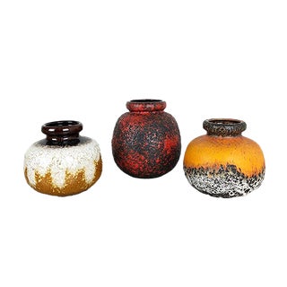 Vintage German Fat Lava Vases from Scheurich, Set of 3 For Sale