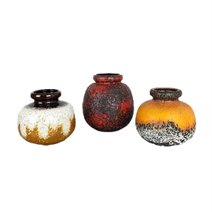 Vintage German Fat Lava Vases from Scheurich, Set of 3