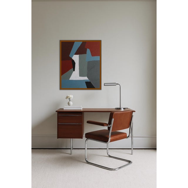 "Fragments of Quietude" is an original geometric abstract painting that captures the delicate tension between structure...