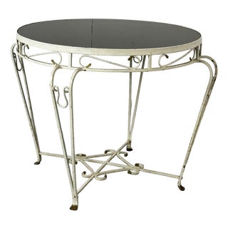 Vintage French Regency Iron and Glass Side Table, 1950s For Sale