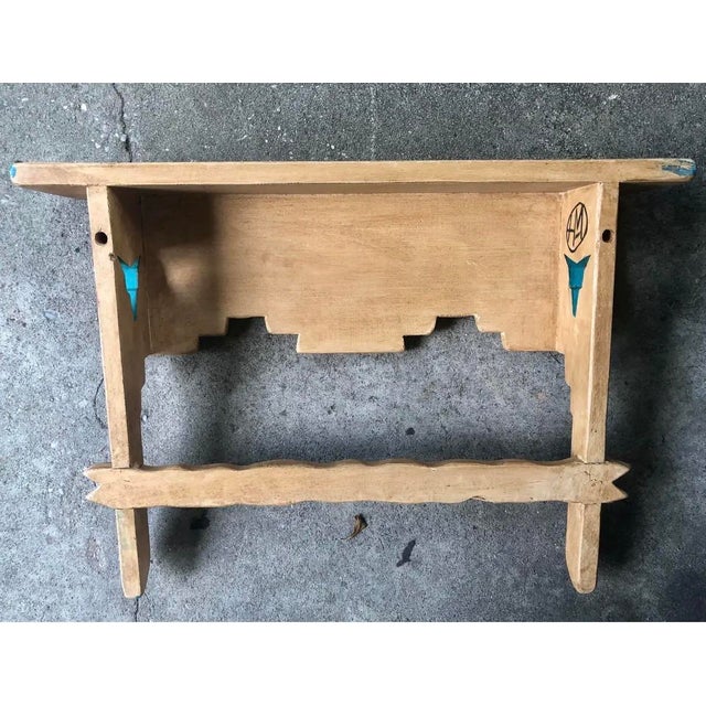 Mid 20th Century Hand-Painted Native American-Style Wooden Decorative Shelf With Thunderbird Motif For Sale - Image 5 of 10