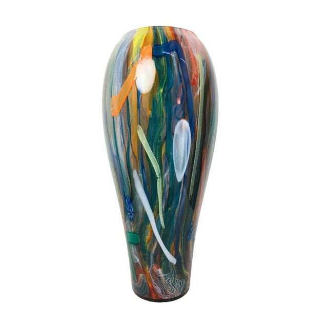 Blue Large Vintage Multicolor Murano Glass Vase, 1970s For Sale - Image 8 of 11