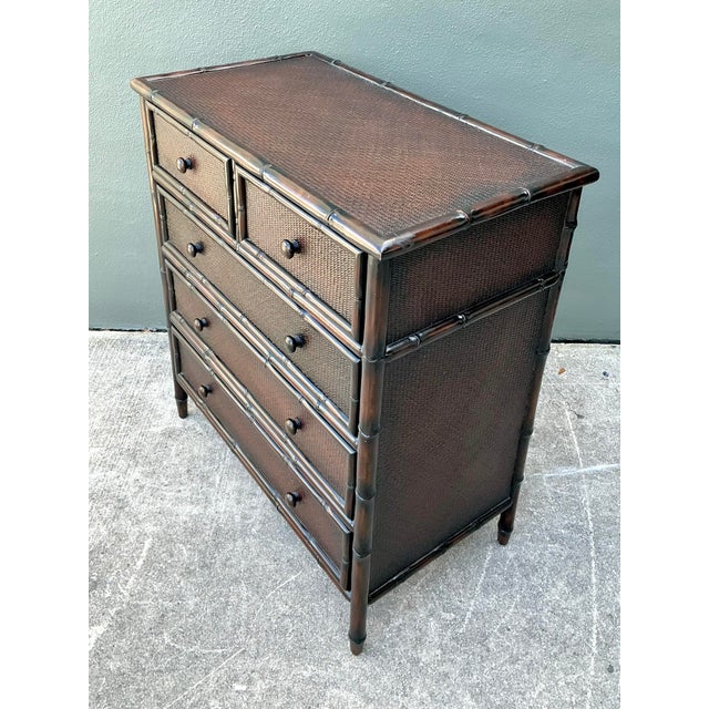 Coffee Vintage Woven Rattan Chest of Drawers For Sale - Image 8 of 12