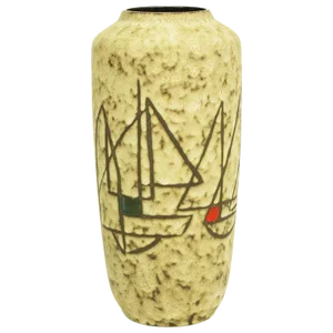 Scheurich West Germany Earthen Pottery Vase With Sail Boats