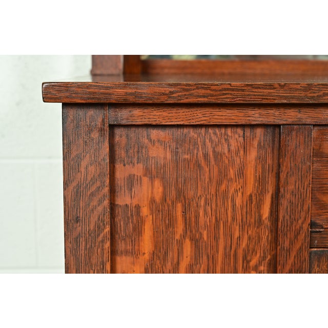 Stickley Brothers Style Antique Mission Oak Arts & Crafts Sideboard or Bar Cabinet, Circa 1910 For Sale - Image 10 of 15