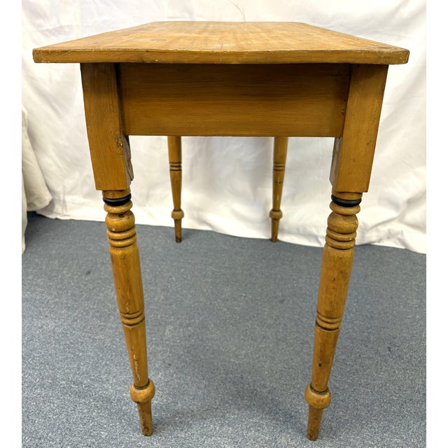Primitive Farmhouse Handmade and Painted Pine Table With Drawer For Sale - Image 18 of 18