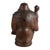 Asian Signed Concrete Laughing Buddha Statue With Reddish Brown Finish Asian Garden Sculpture For Sale - Image 3 of 9