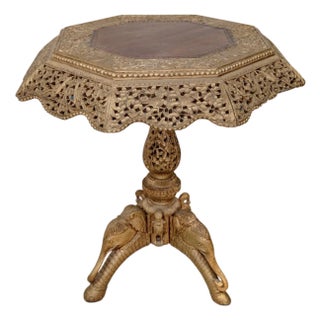Antique Anglo-Indian Carved Wood Elephant Table For Sale