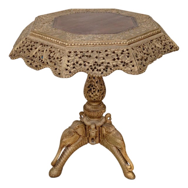Antique Anglo-Indian Carved Wood Elephant Table For Sale