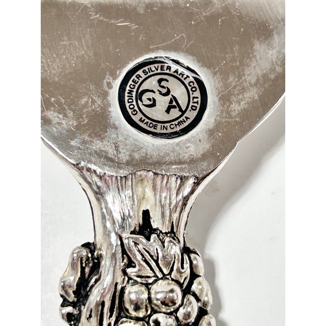 Vintage Godinger Silverplate Serving Tray With Grape Motif & Matching Servers For Sale - Image 12 of 12