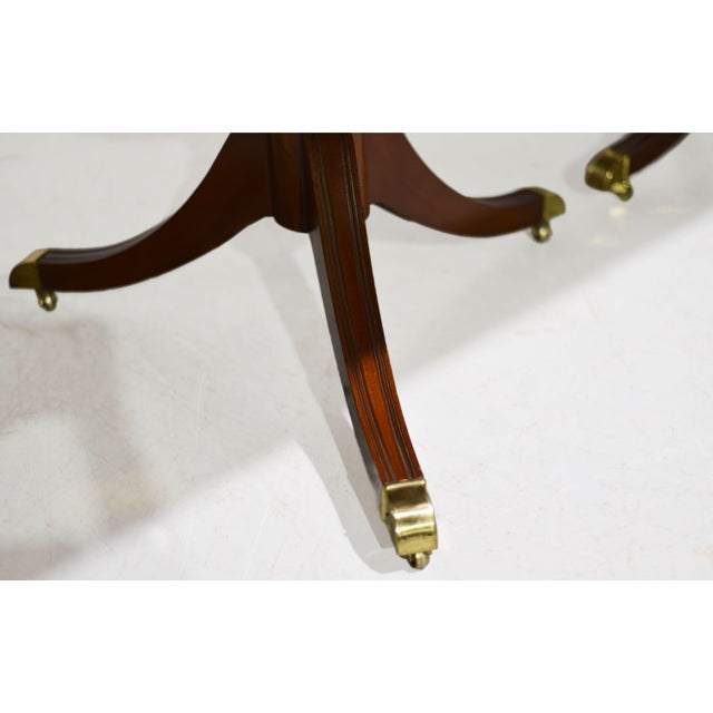 Mid Century Georgian Double Pedestal Banded Dining Table by Kindel Furniture For Sale In Chicago - Image 6 of 12