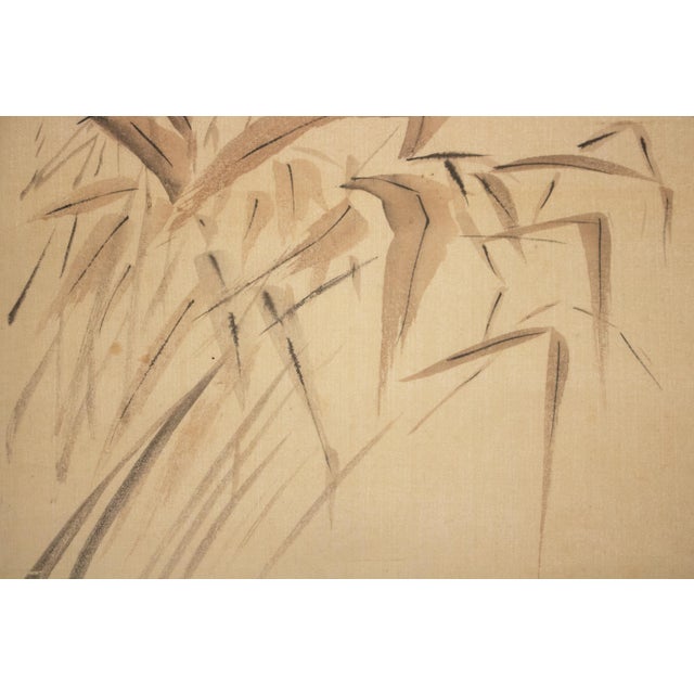 Textile "Duck", Showa Era Japanese Monochrome Watercolor Scroll Painting For Sale - Image 7 of 14