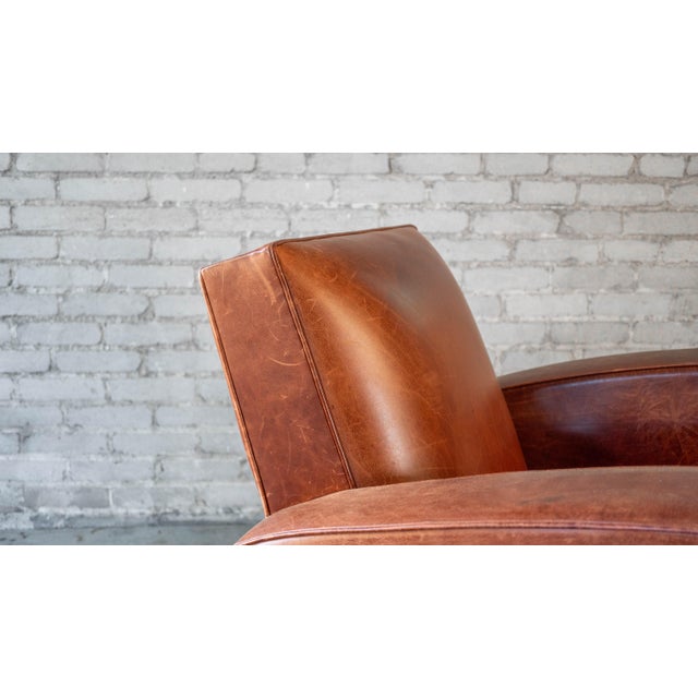 Vintage Art Deco Cognac Leather Club Chair For Sale - Image 11 of 17
