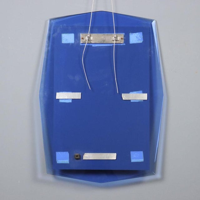 Vintage Rectangular Mirror with Blue Glass Frame, 1960s For Sale - Image 10 of 11