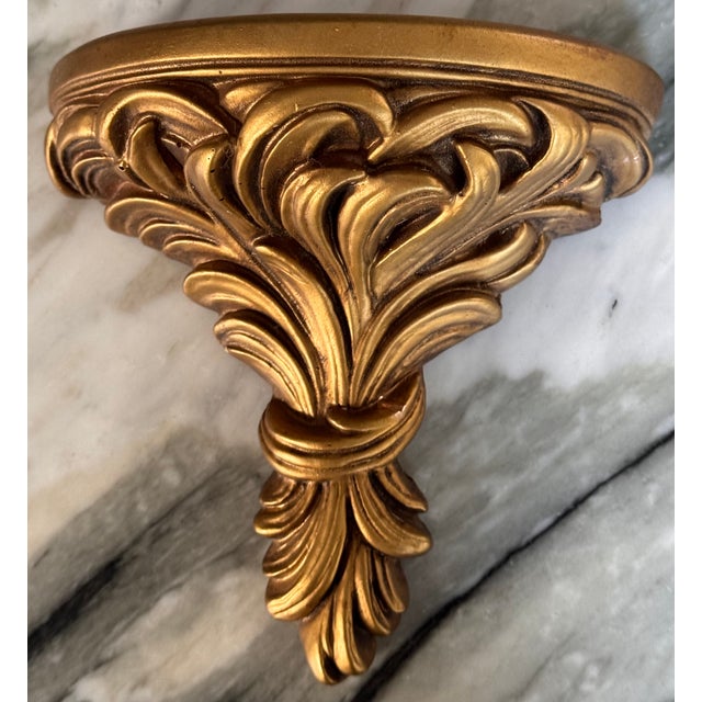 Vintage Petite Gold Gilt Finish Wall Sconce Shelf For Sale - Image 10 of 10