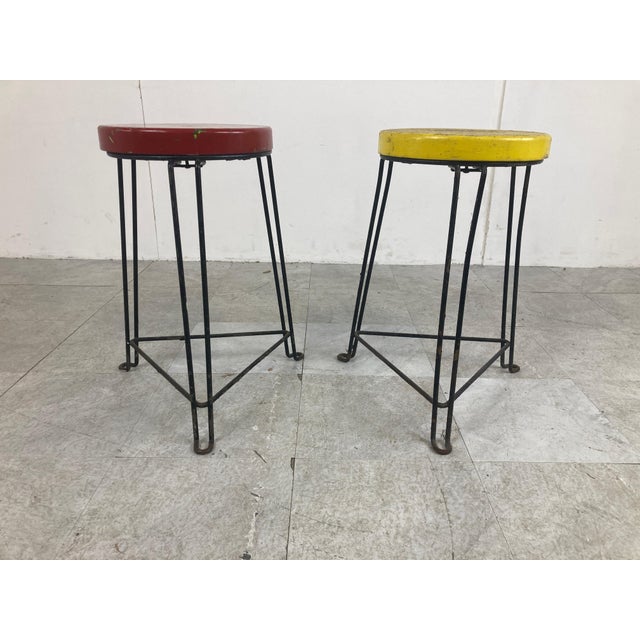 Wood Set of Mid-Century Industrial Stools, 1950s For Sale - Image 7 of 11