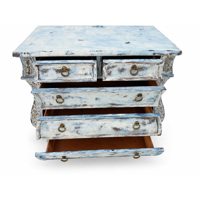A breathtaking coastal dresser transformed by Maison Martine. This 36-inch chest features a soft blue patina inspired by...