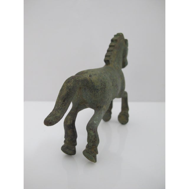 Vintage Chinese Bronze Galloping Horse Han Dynasty Style Statue Figurine For Sale - Image 4 of 10