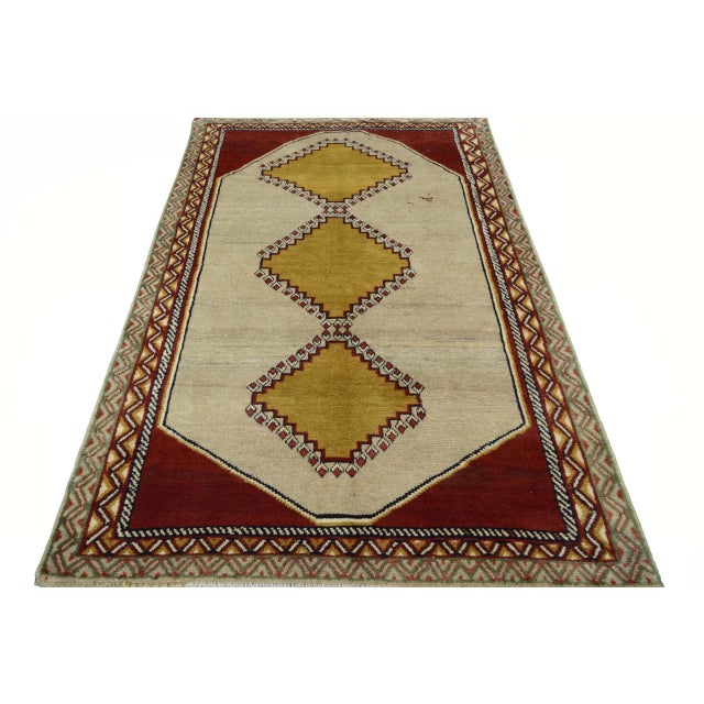 Hand-Knotted Gabbeh Qashghai Rug For Sale - Image 4 of 11