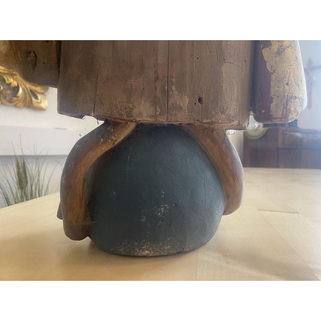 Baroque Wooden Figure of Madonna and Child For Sale - Image 9 of 18