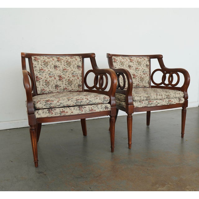 Vintage Neoclassical Open Armchairs (Set of 2) For Sale - Image 4 of 15